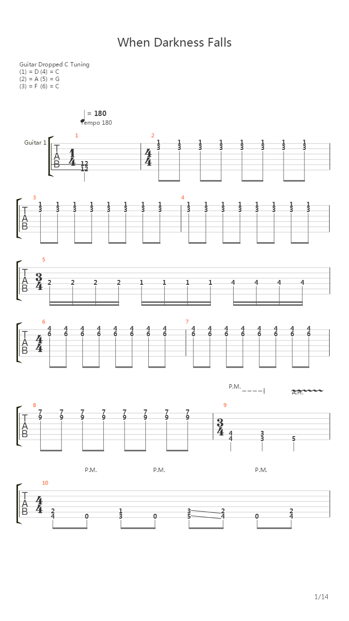 When Darkness Falls吉他谱