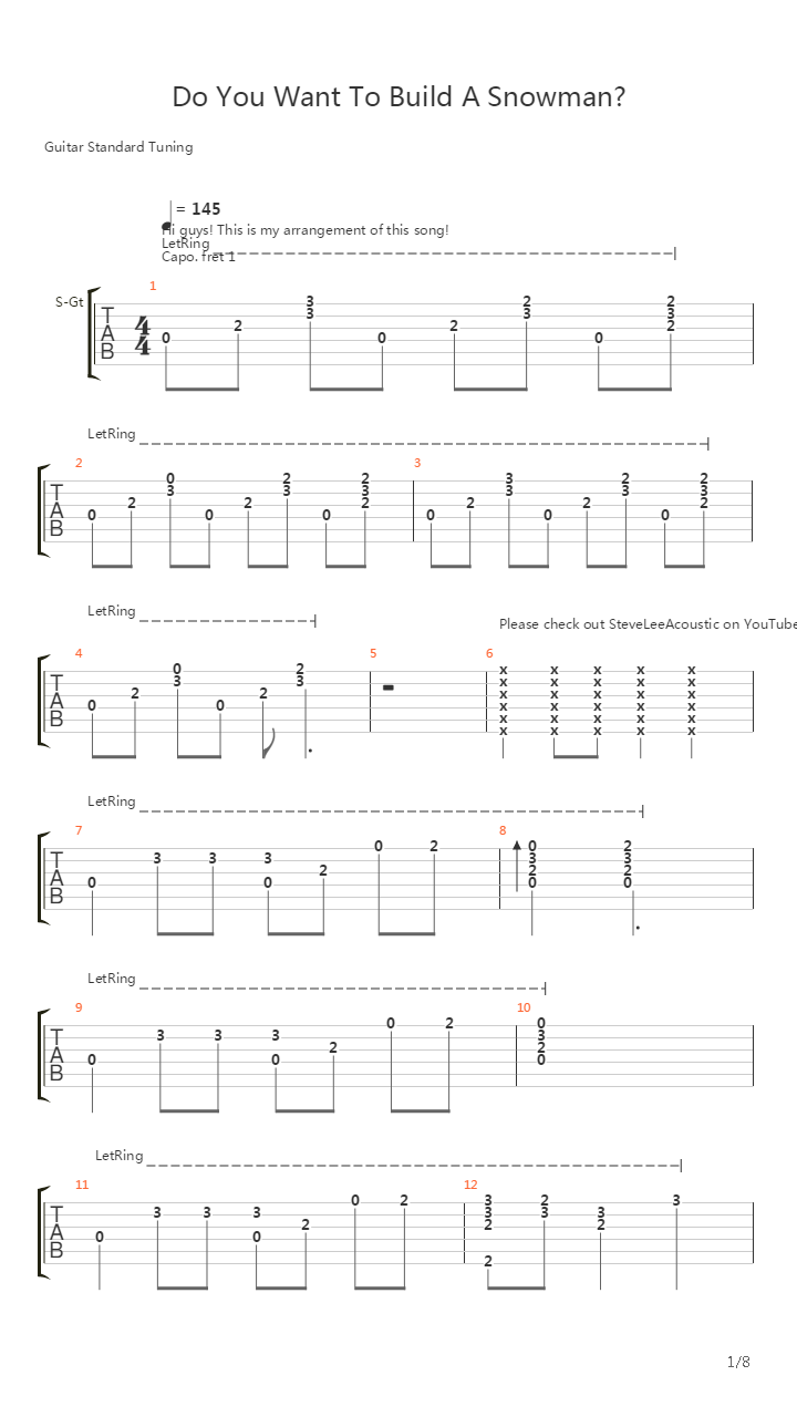 冰雪奇缘(Frozen) - Do you want to build a snowman吉他谱