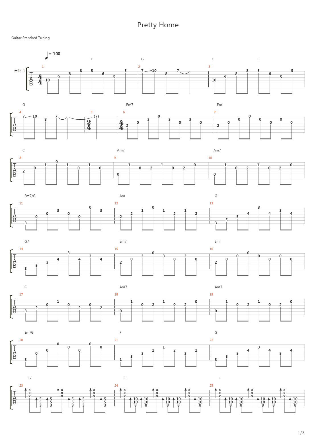 Pretty Home吉他谱