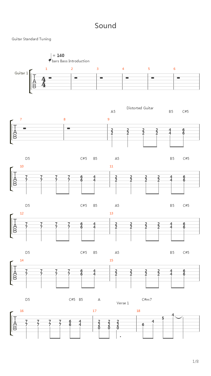 Sound吉他谱