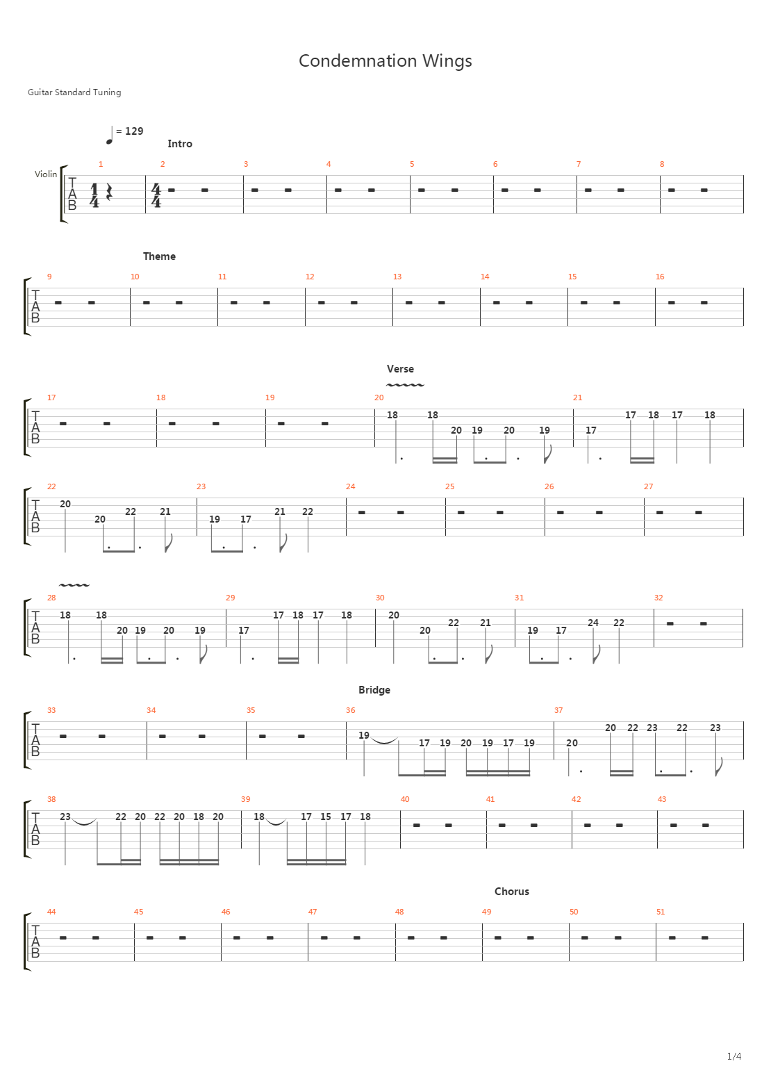 Condemnation Wings吉他谱