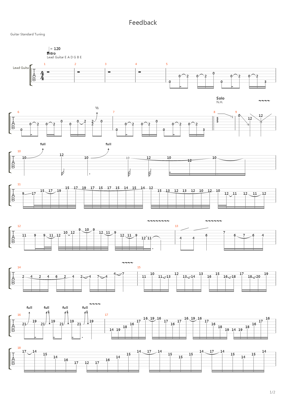 Feedback吉他谱