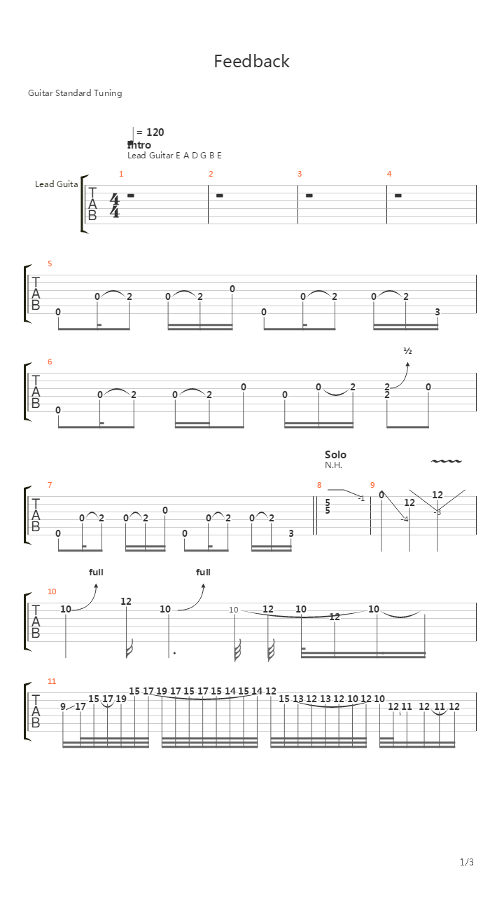 Feedback吉他谱