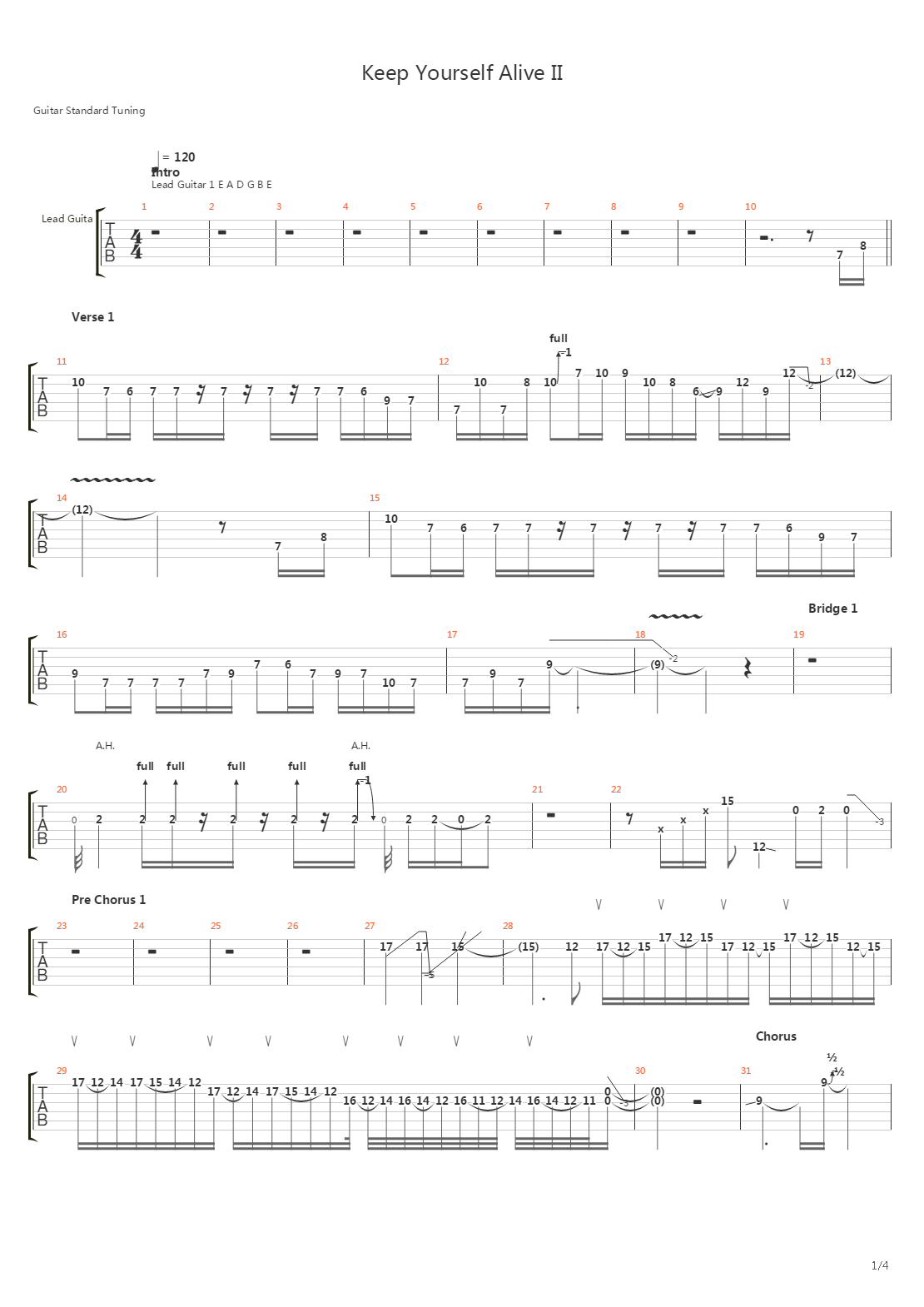 Keep Yourself Alive Ii吉他谱