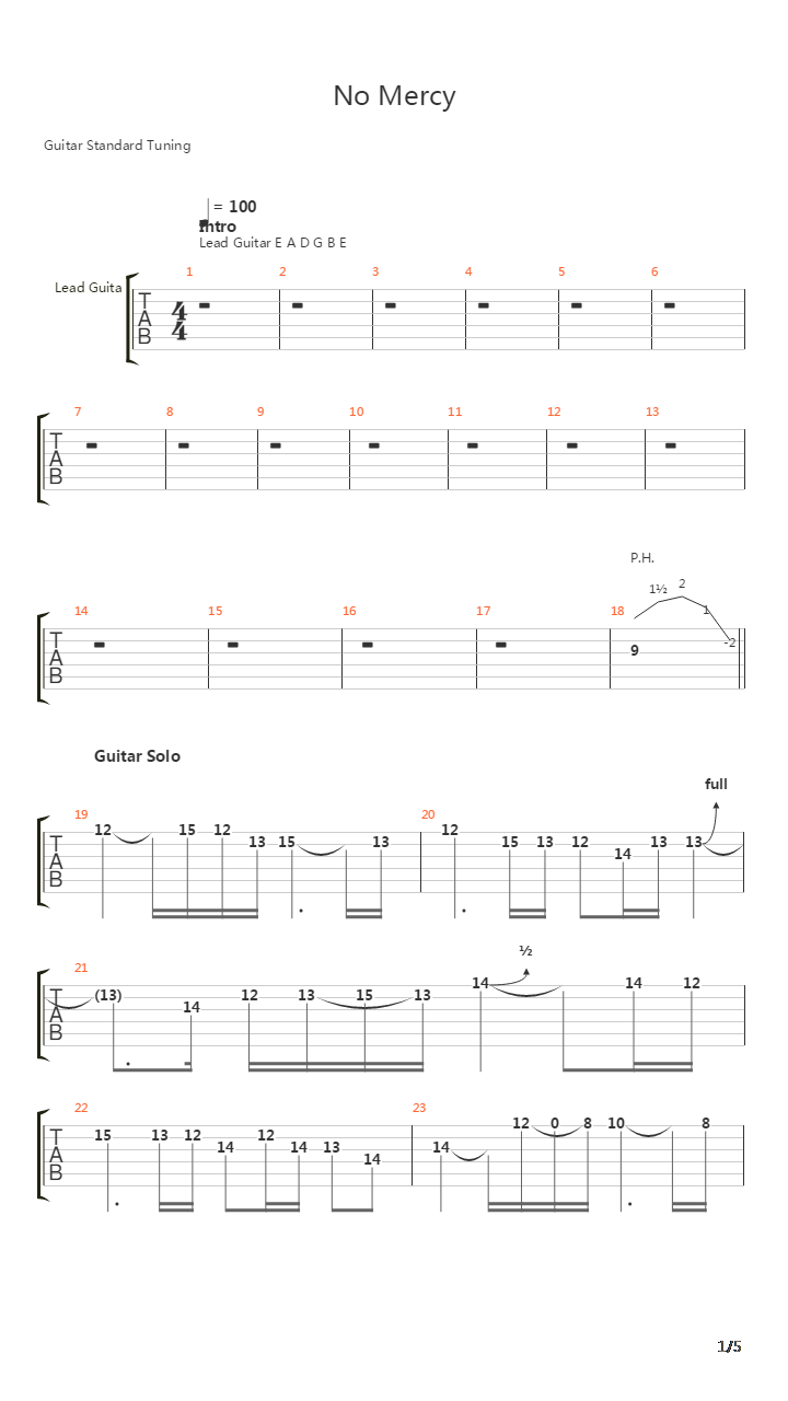 No Mercy吉他谱