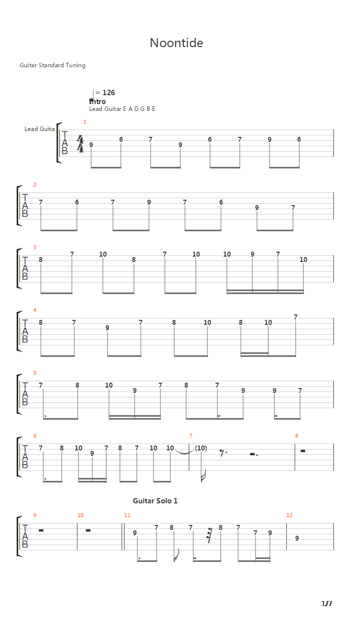 Noontide吉他谱