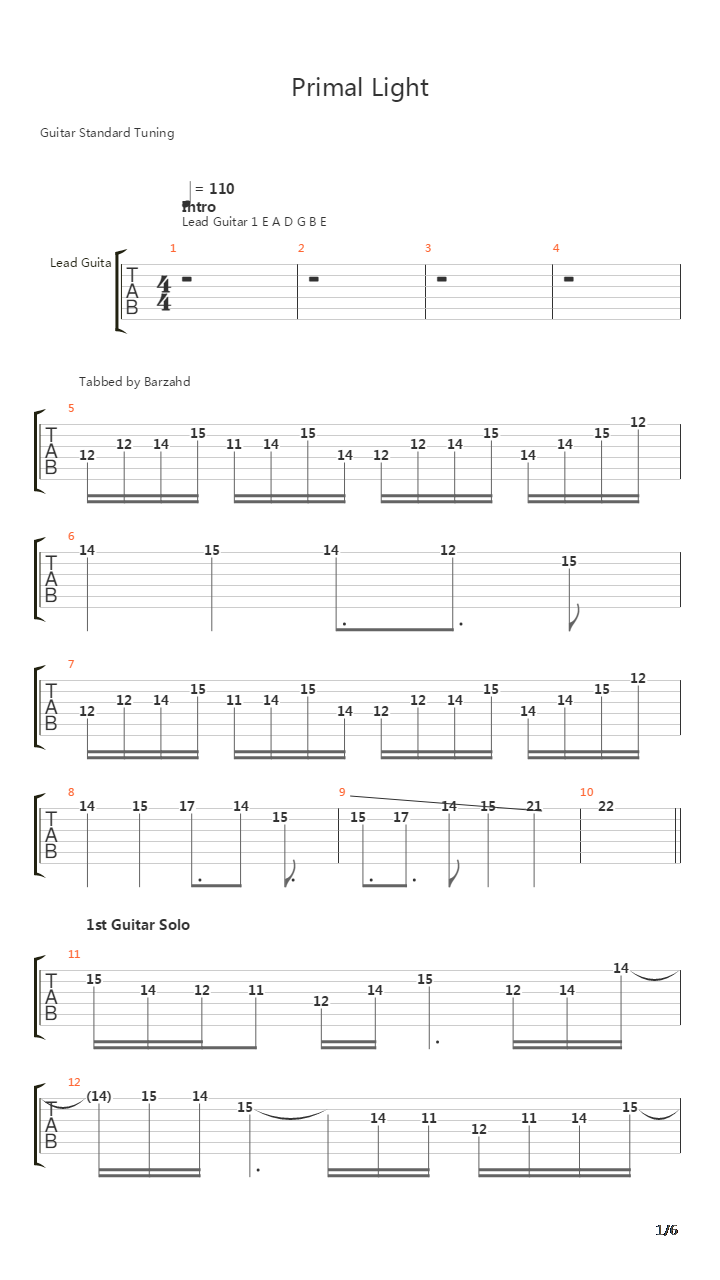 Primal Light吉他谱