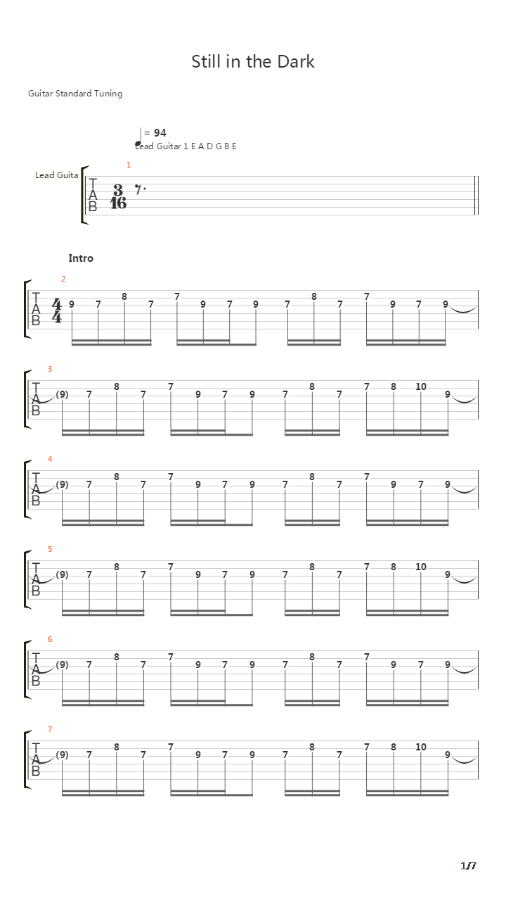Still In The Dark吉他谱