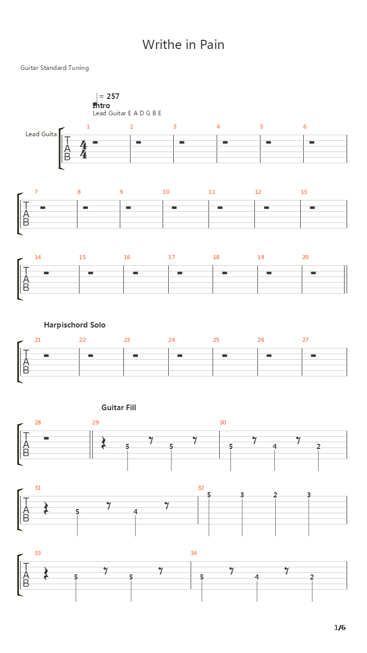 Writhe In Pain吉他谱