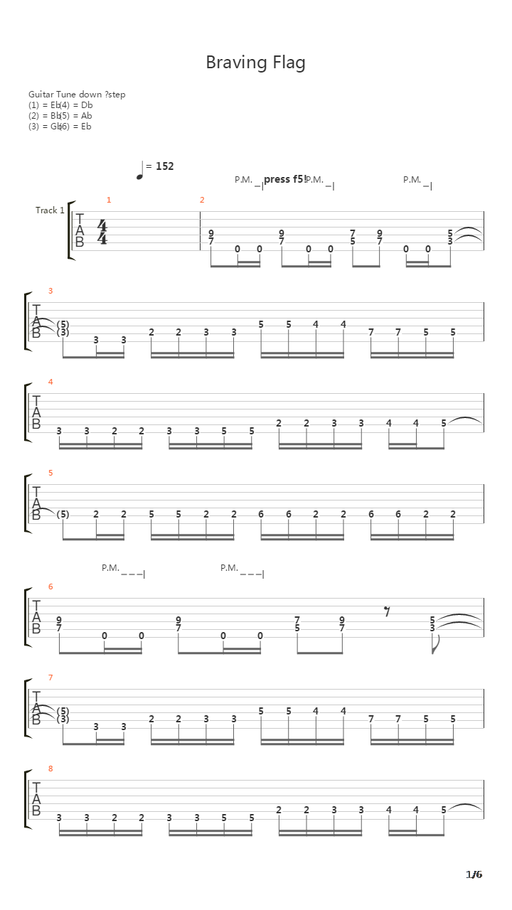 Braving Flag吉他谱