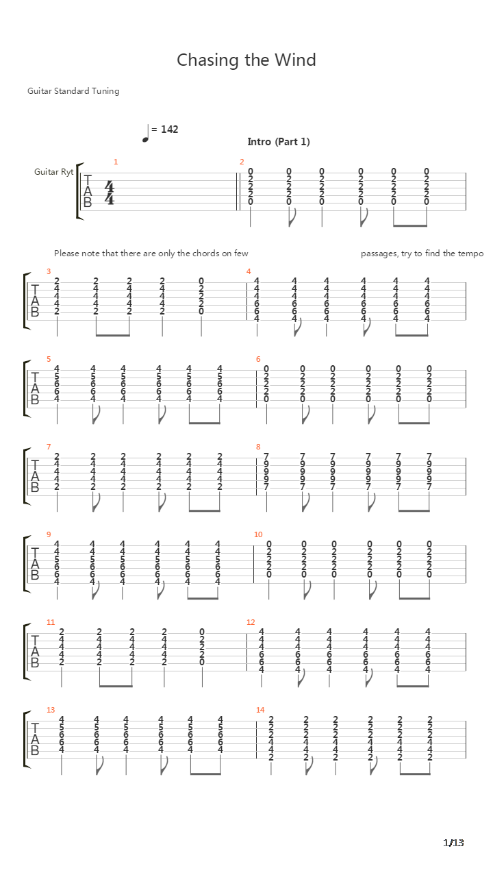 Chasing The Wind吉他谱