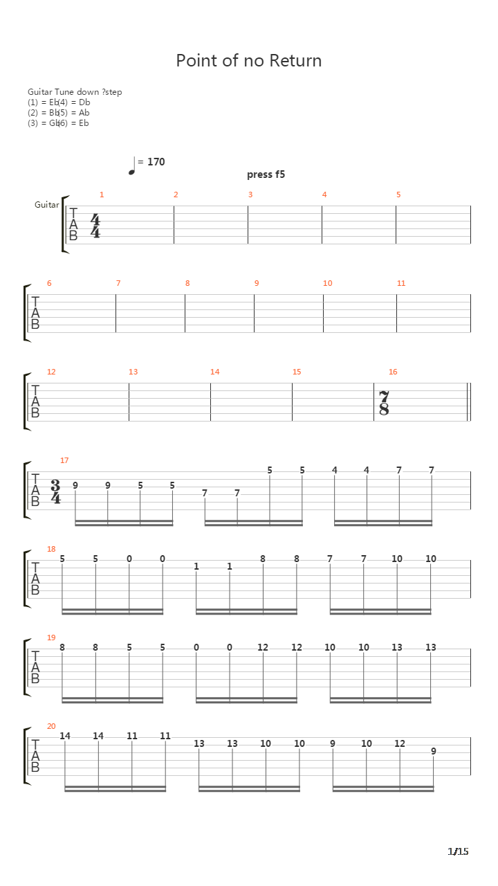 Point Of No Return吉他谱