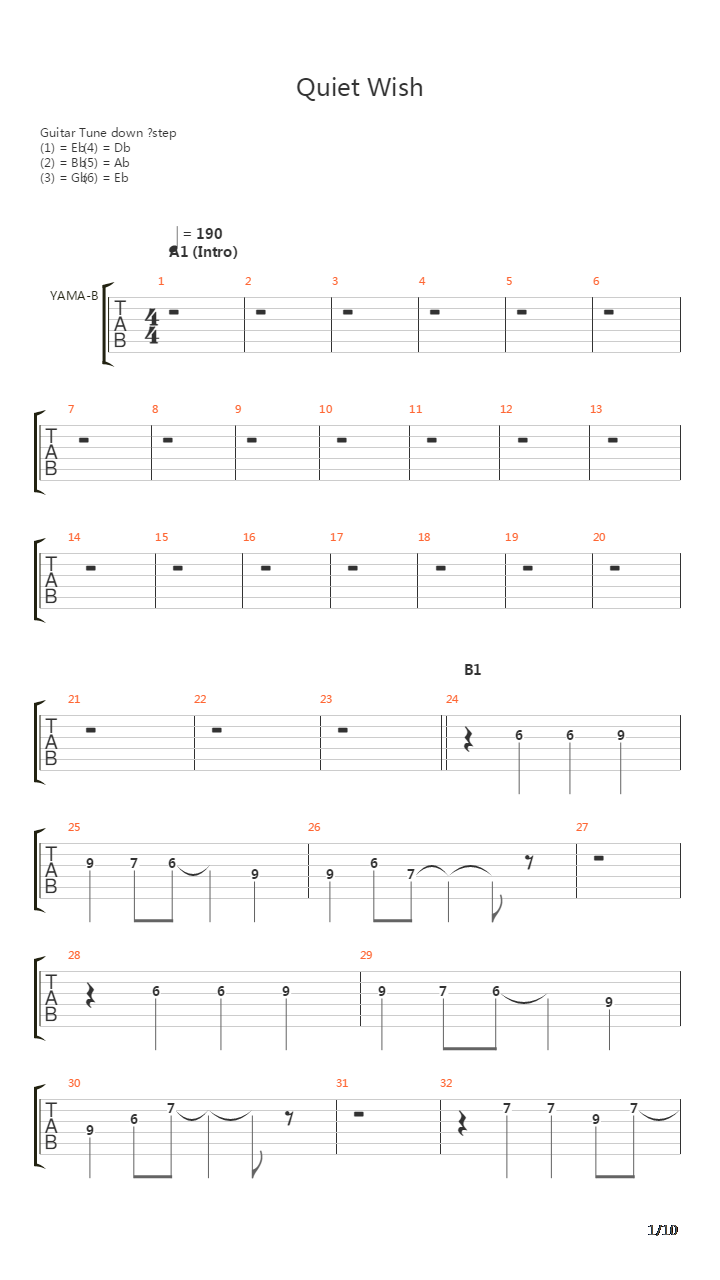 Quiet Wish吉他谱