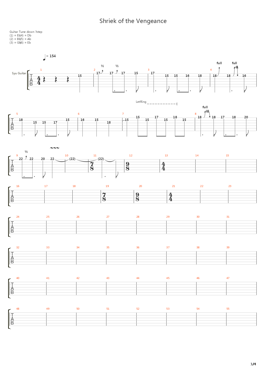 Shriek Of The Vengeance吉他谱