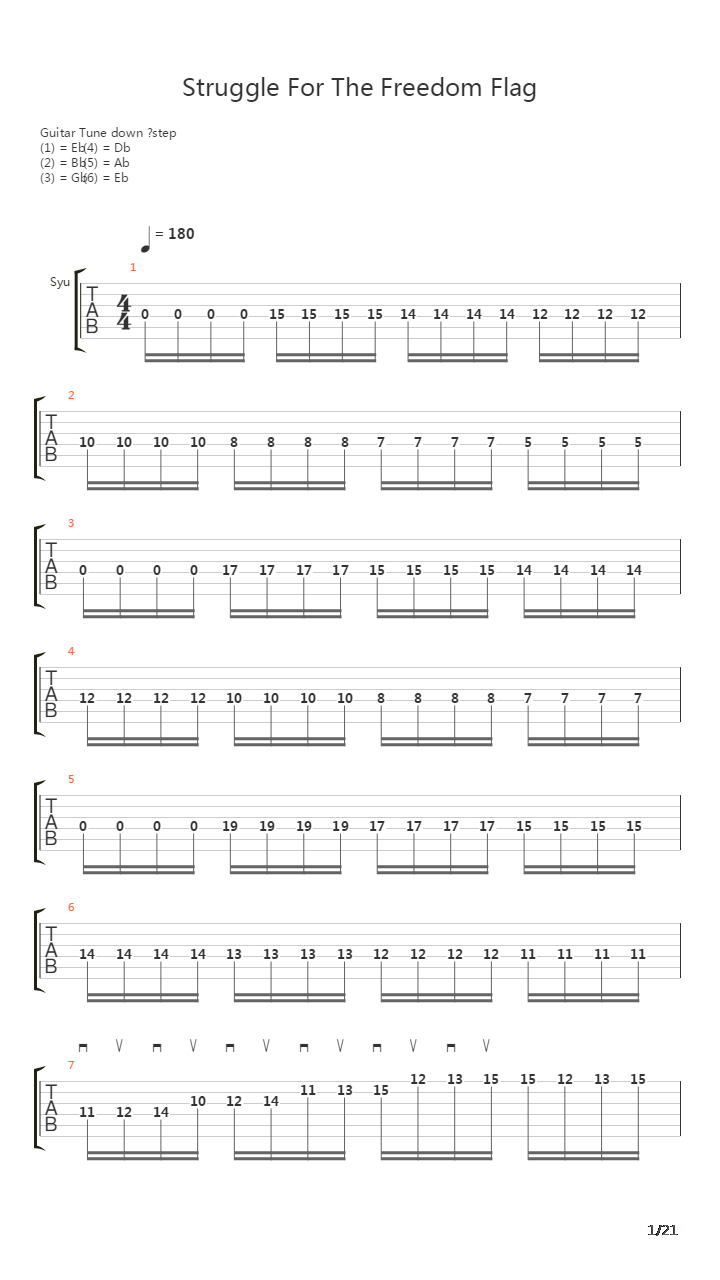 Struggle For The Freedom Flag吉他谱