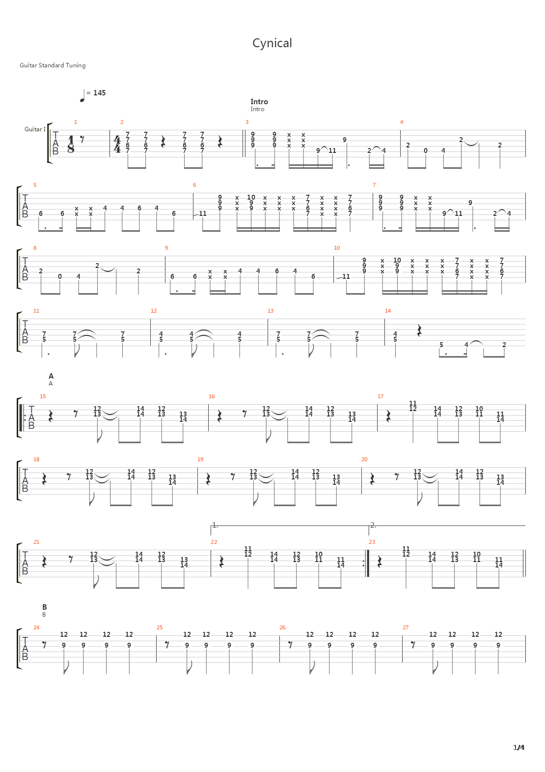 Cynical吉他谱