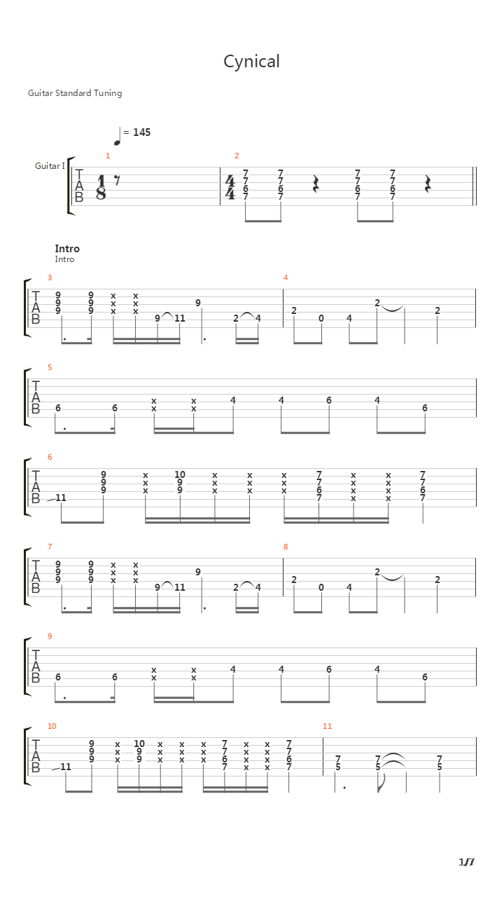 Cynical吉他谱