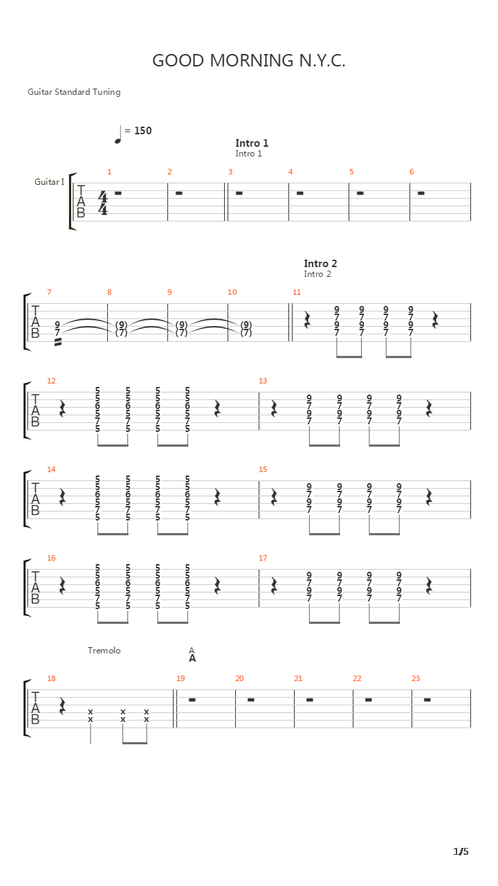 Good Morning Nyc吉他谱