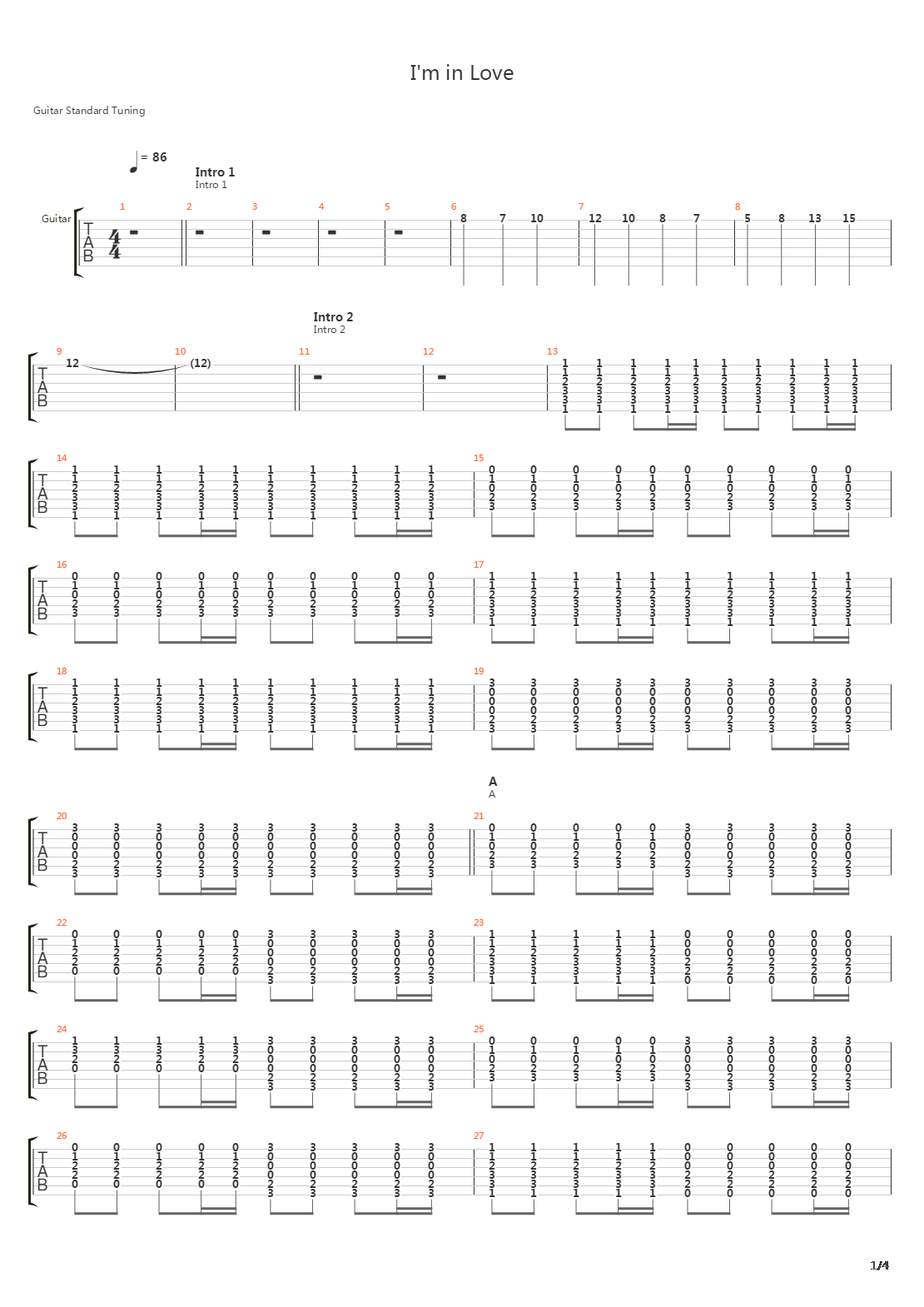 I'm In Love吉他谱