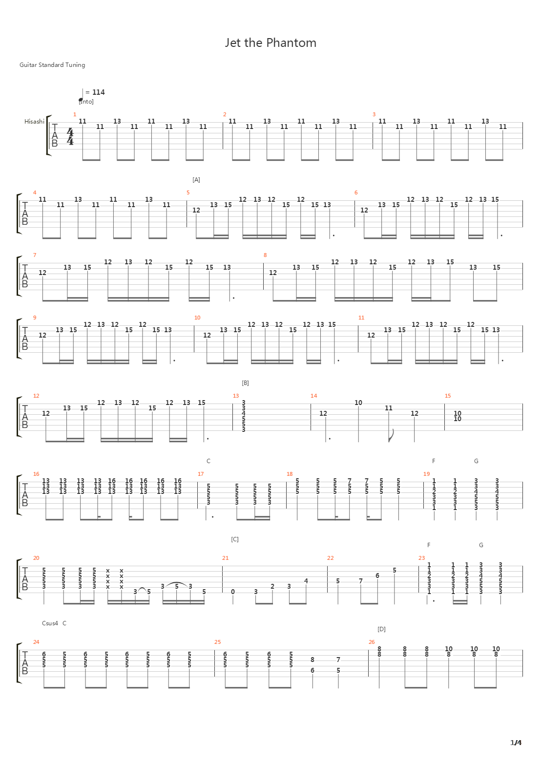 Jet The Phantom吉他谱