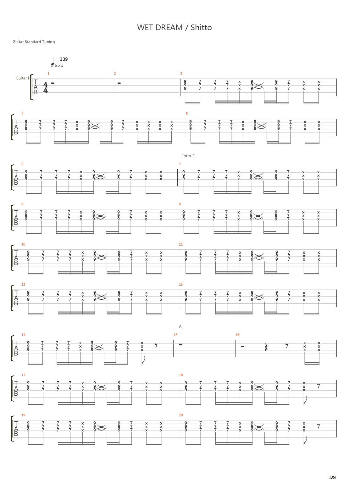 Wet Dream Shitto吉他谱