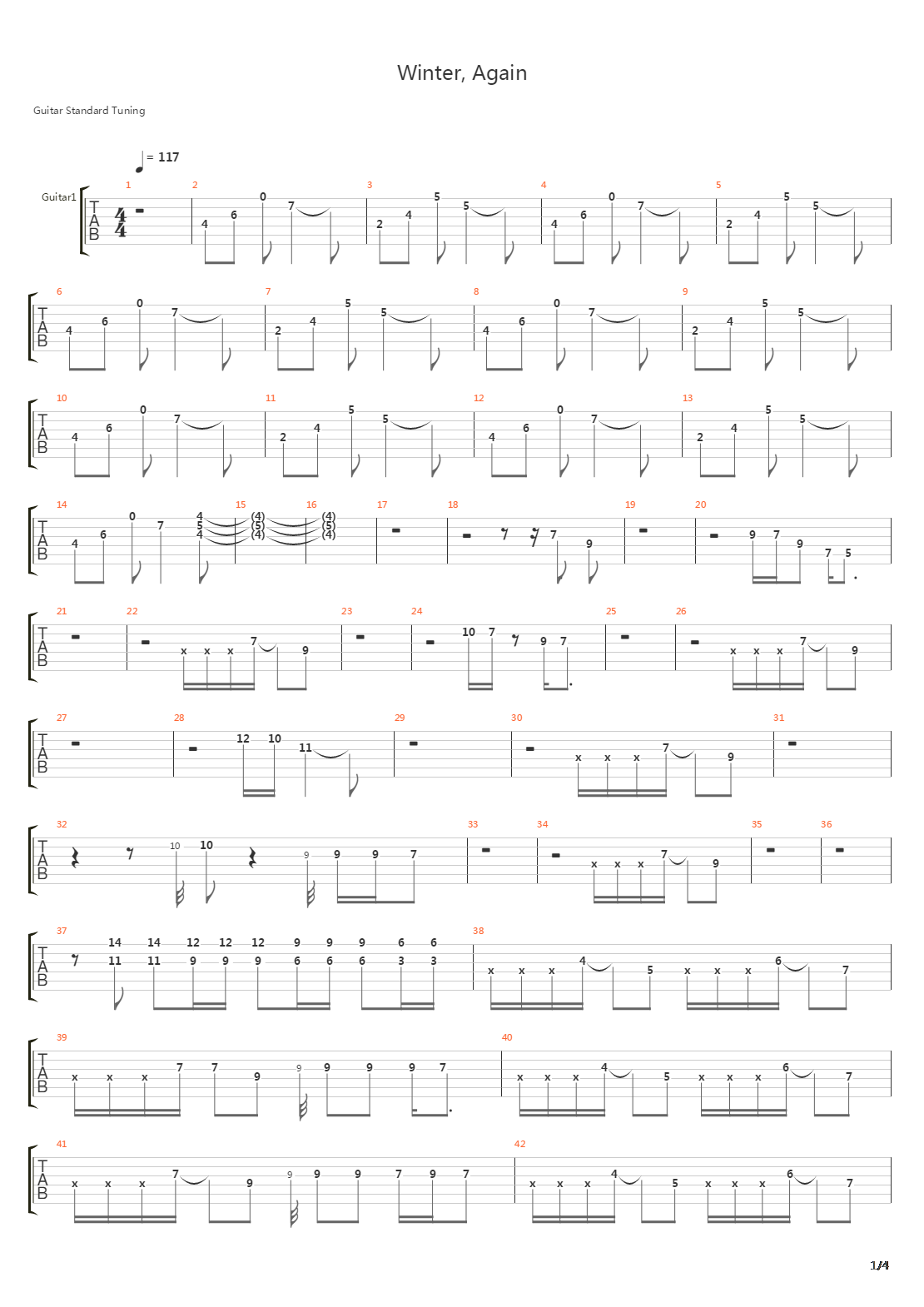 Winter Again吉他谱