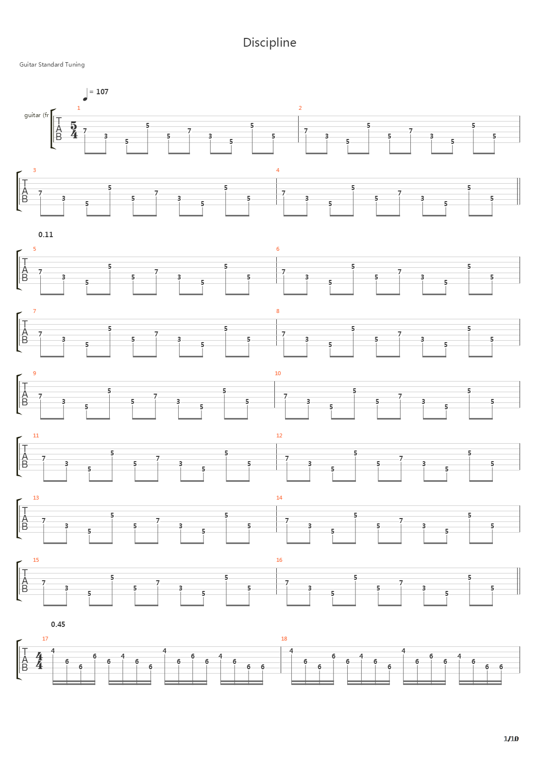 Discipline吉他谱