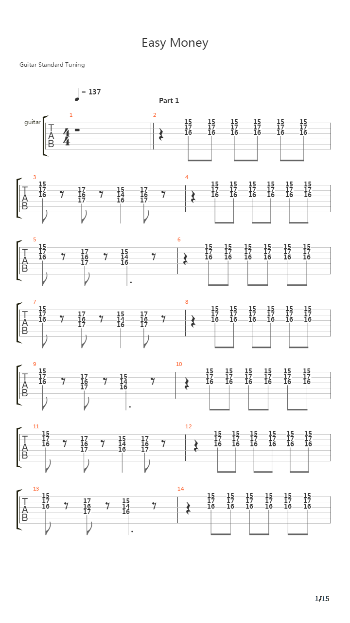Easy Money吉他谱