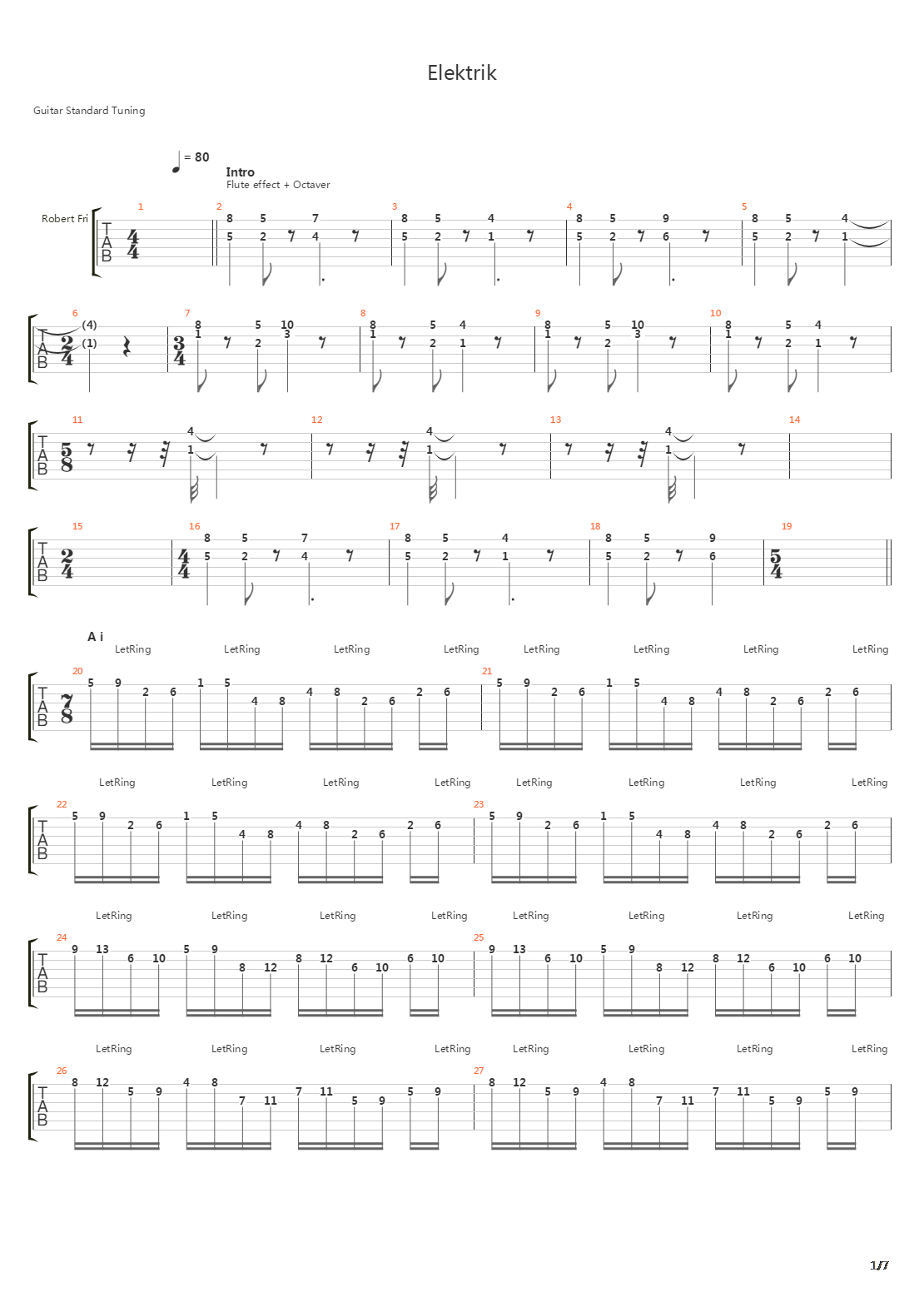 Elektrik吉他谱