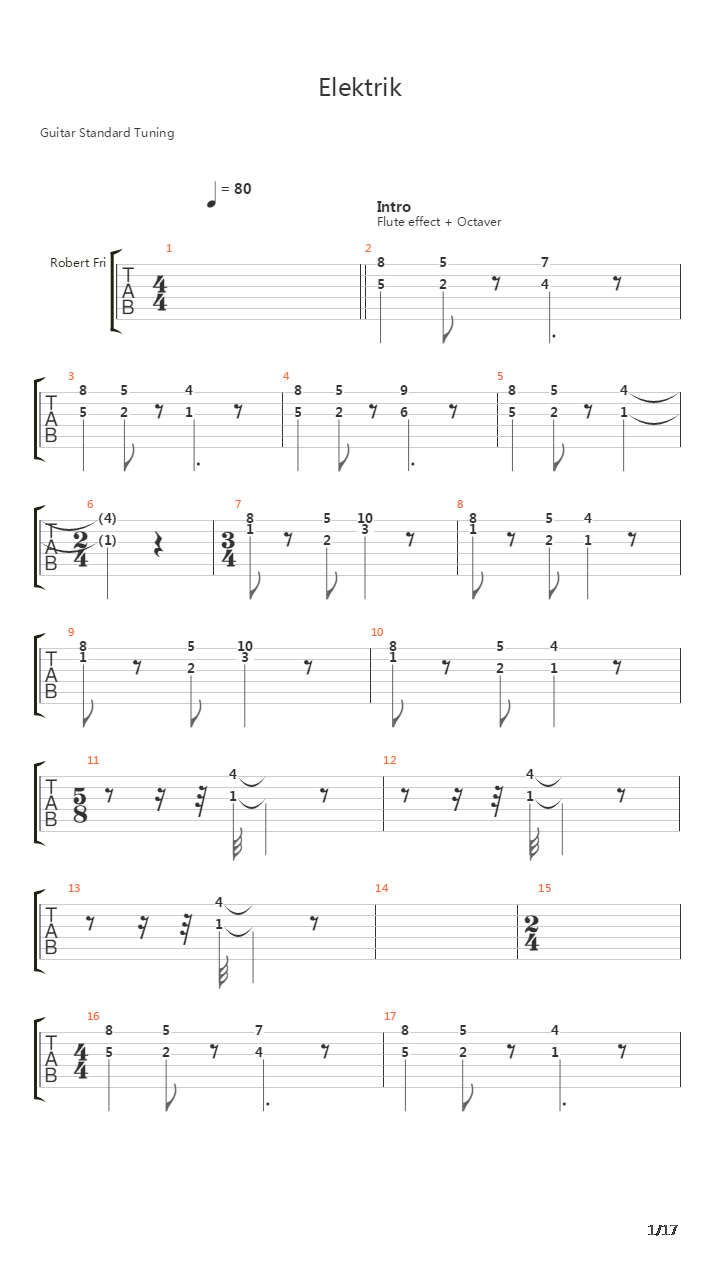 Elektrik吉他谱