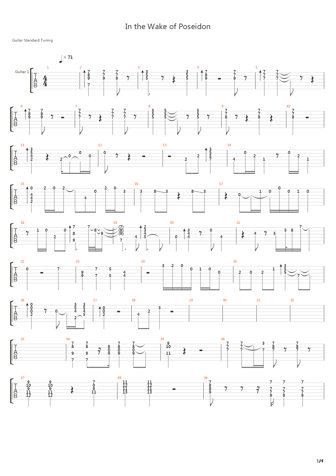 In The Wake Of Poseidon吉他谱