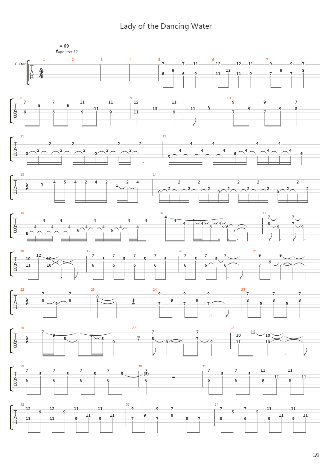 Lady Of The Dancing Water吉他谱