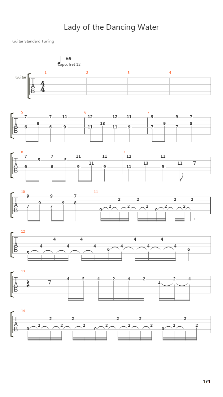 Lady Of The Dancing Water吉他谱