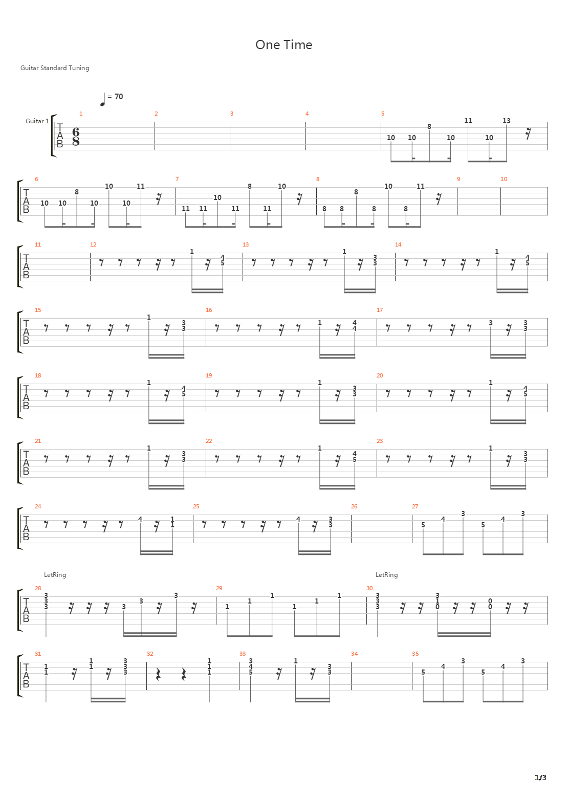 One Time吉他谱