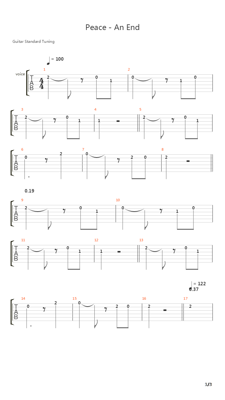 Peace-an End吉他谱