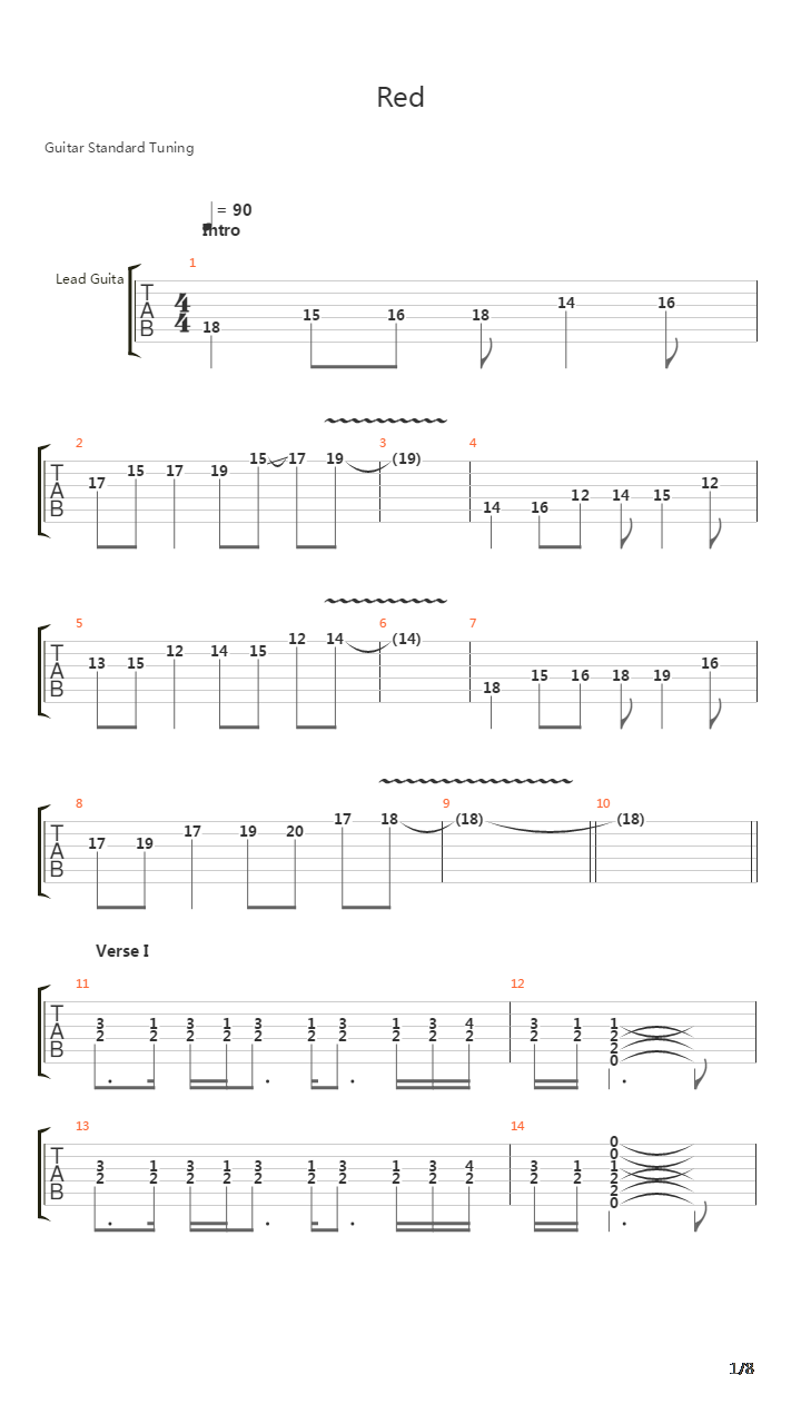Red吉他谱