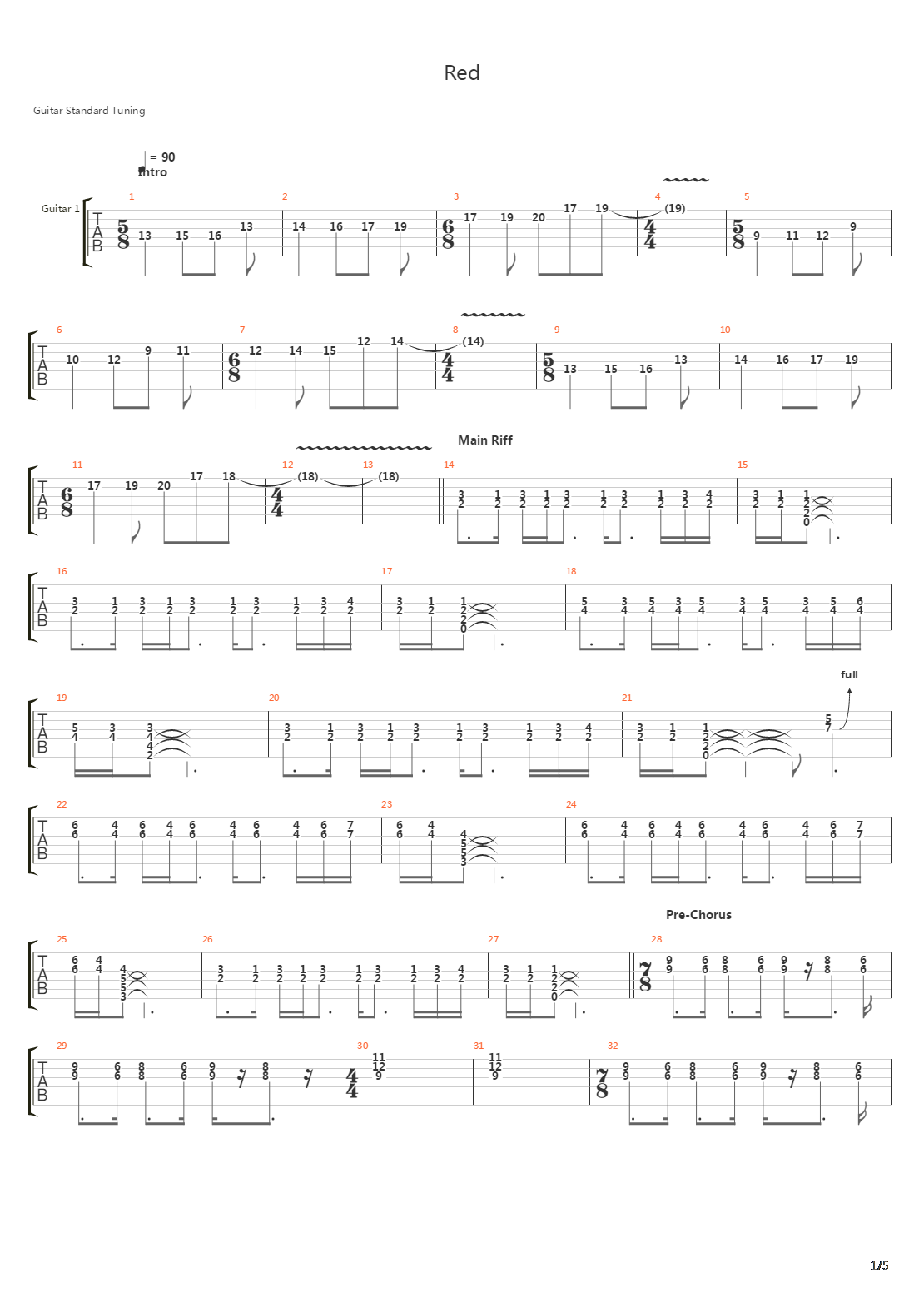 Red吉他谱