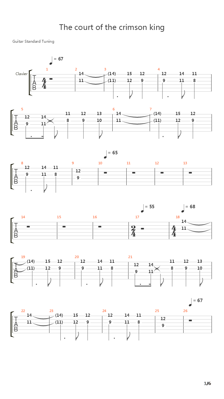 The Court Of The Crimson King吉他谱