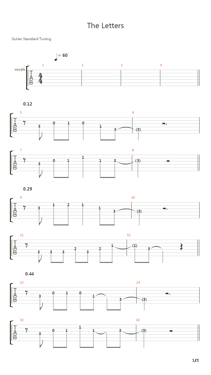 The Letters吉他谱