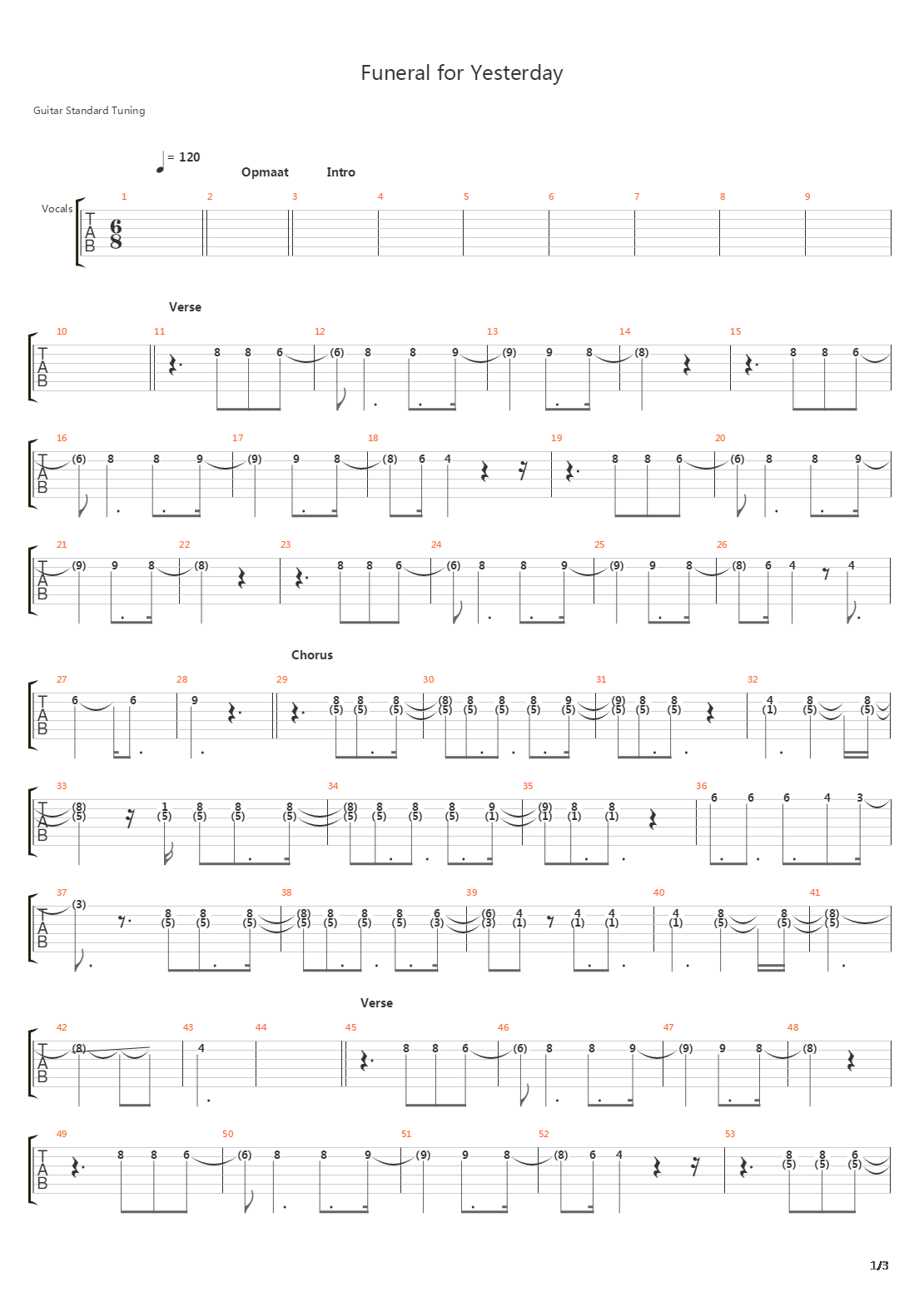 Funeral For Yesterday吉他谱