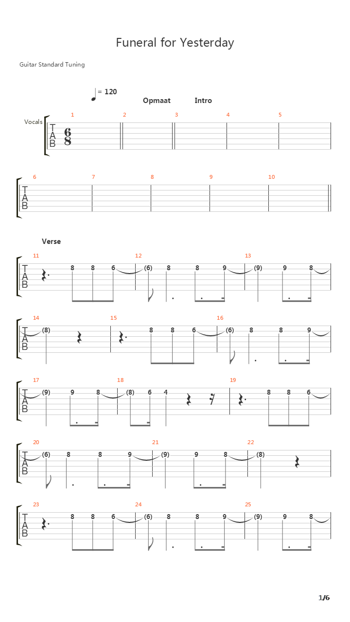 Funeral For Yesterday吉他谱