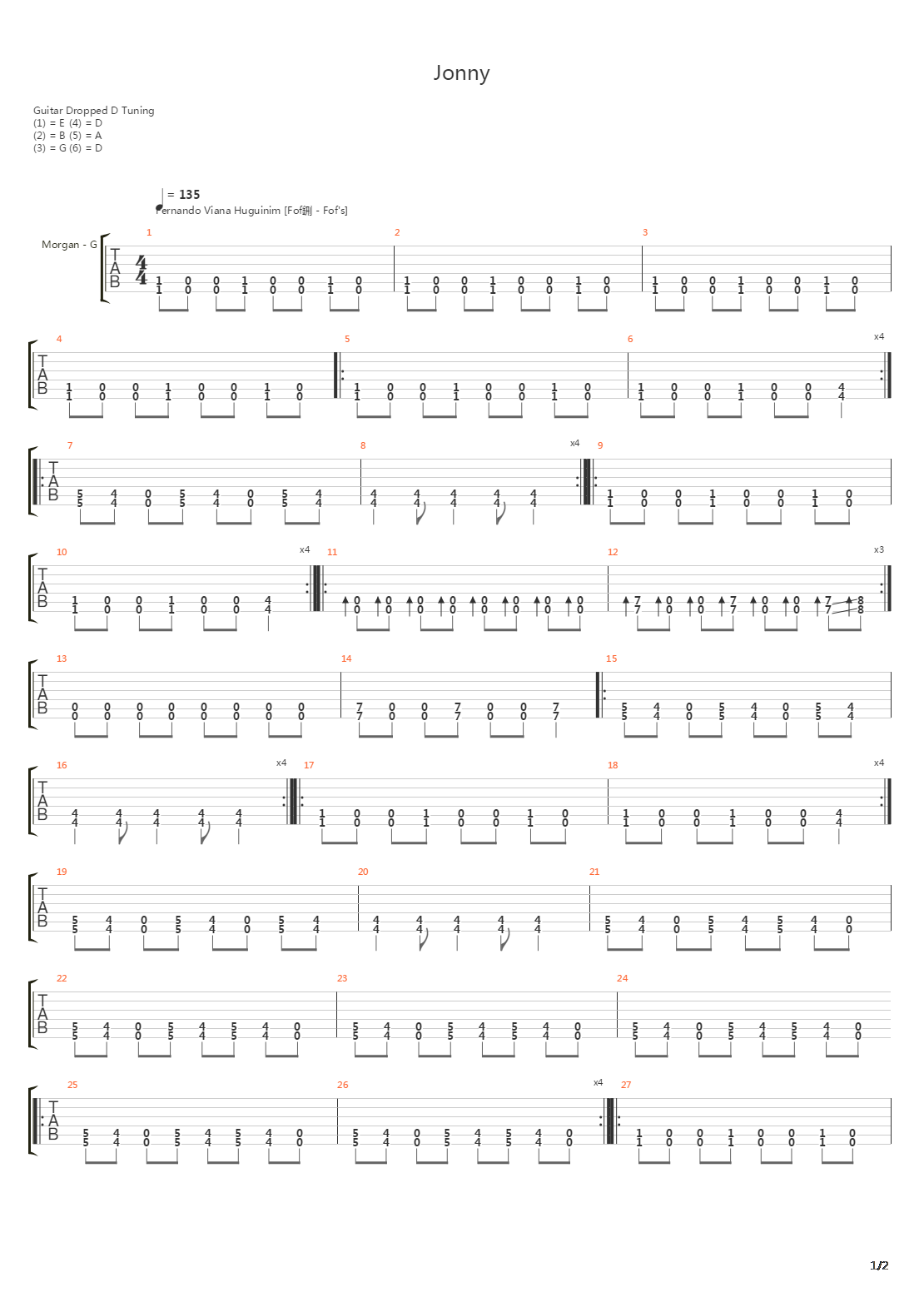 Jonny吉他谱