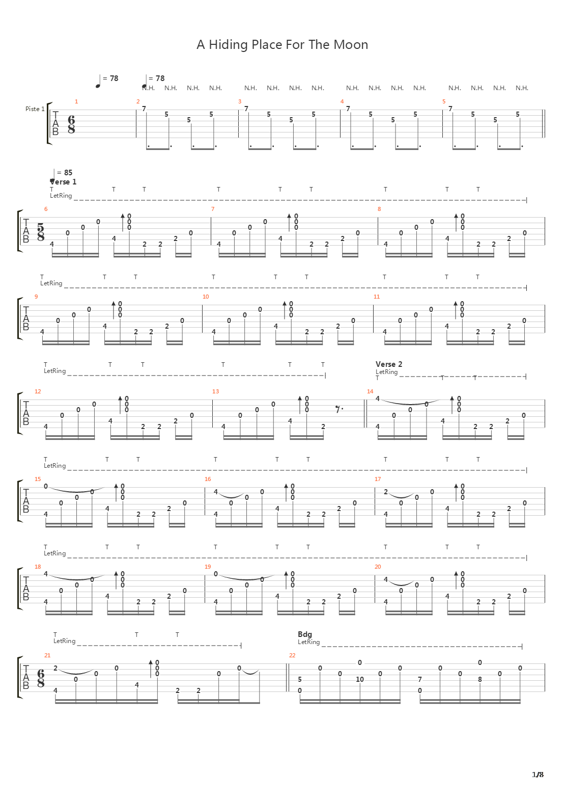 A Hiding Place For The Moon吉他谱