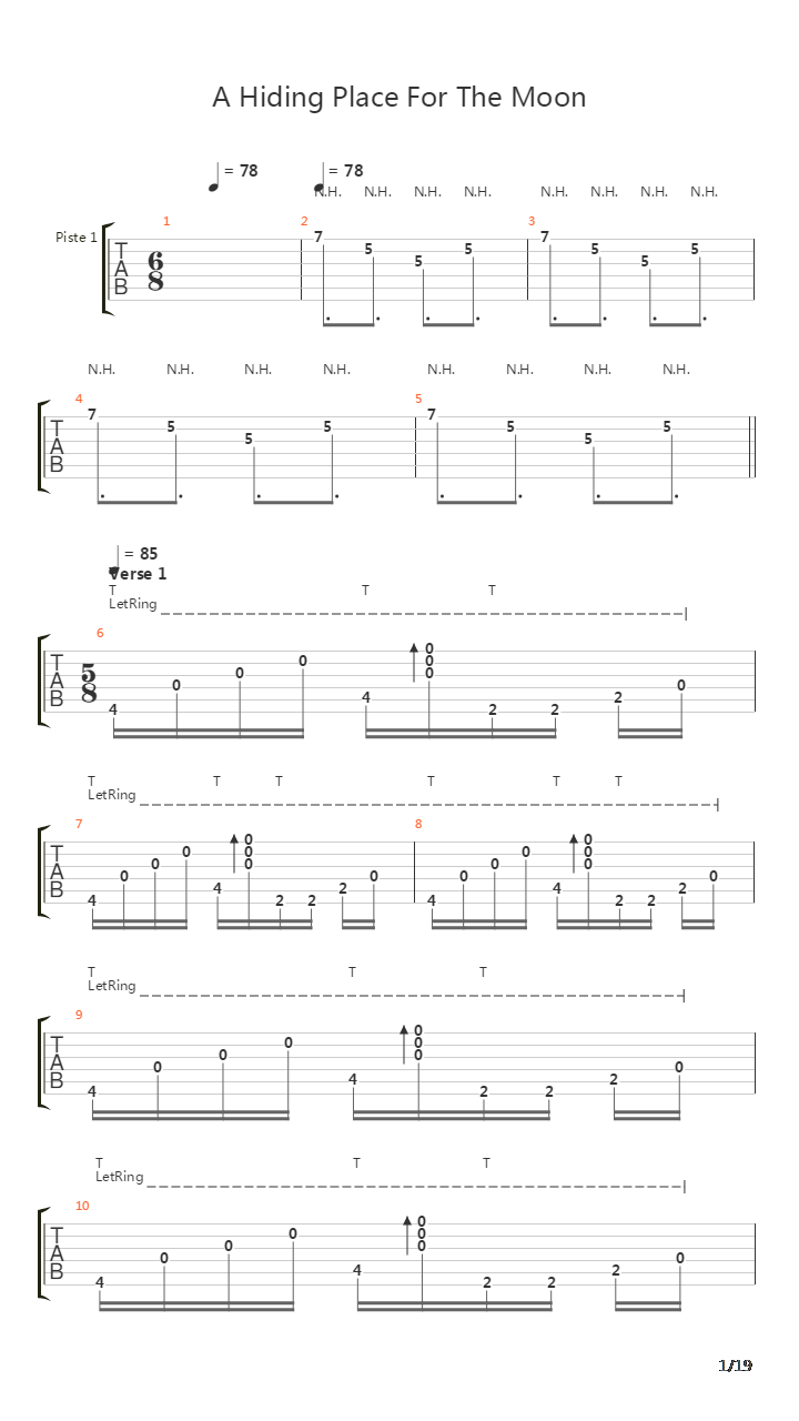 A Hiding Place For The Moon吉他谱