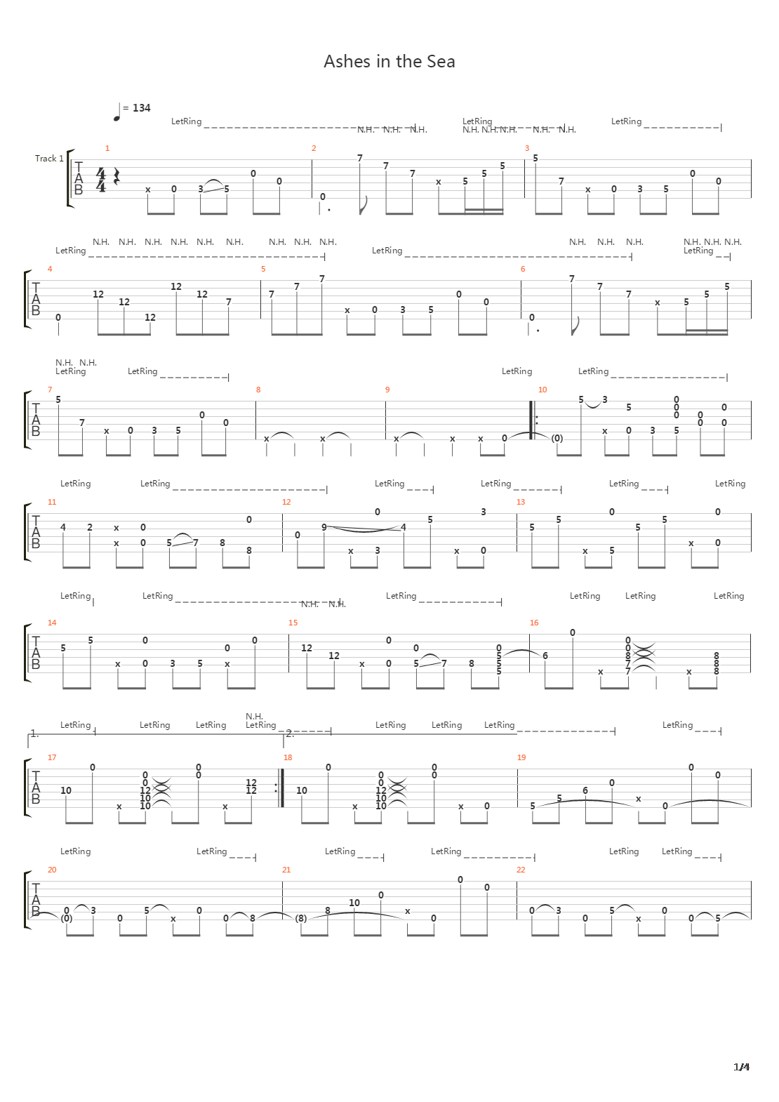 Ashes In The Sea吉他谱