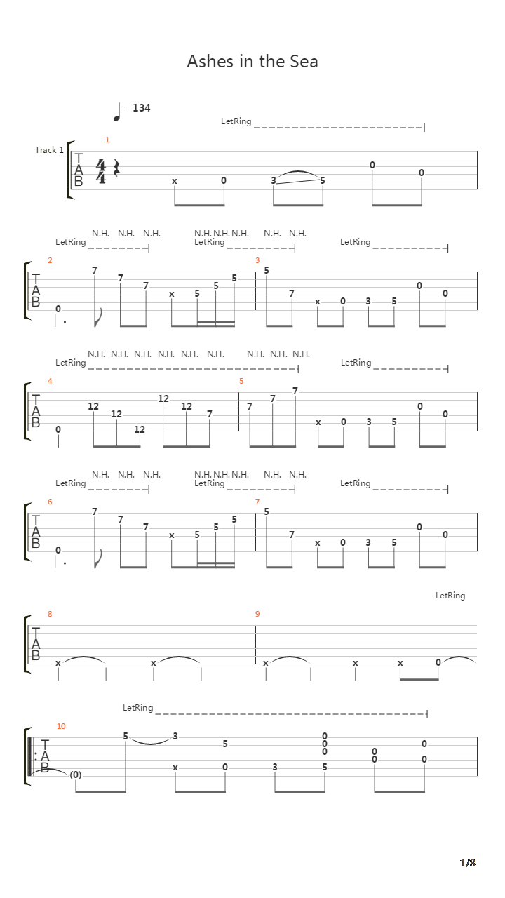 Ashes In The Sea吉他谱