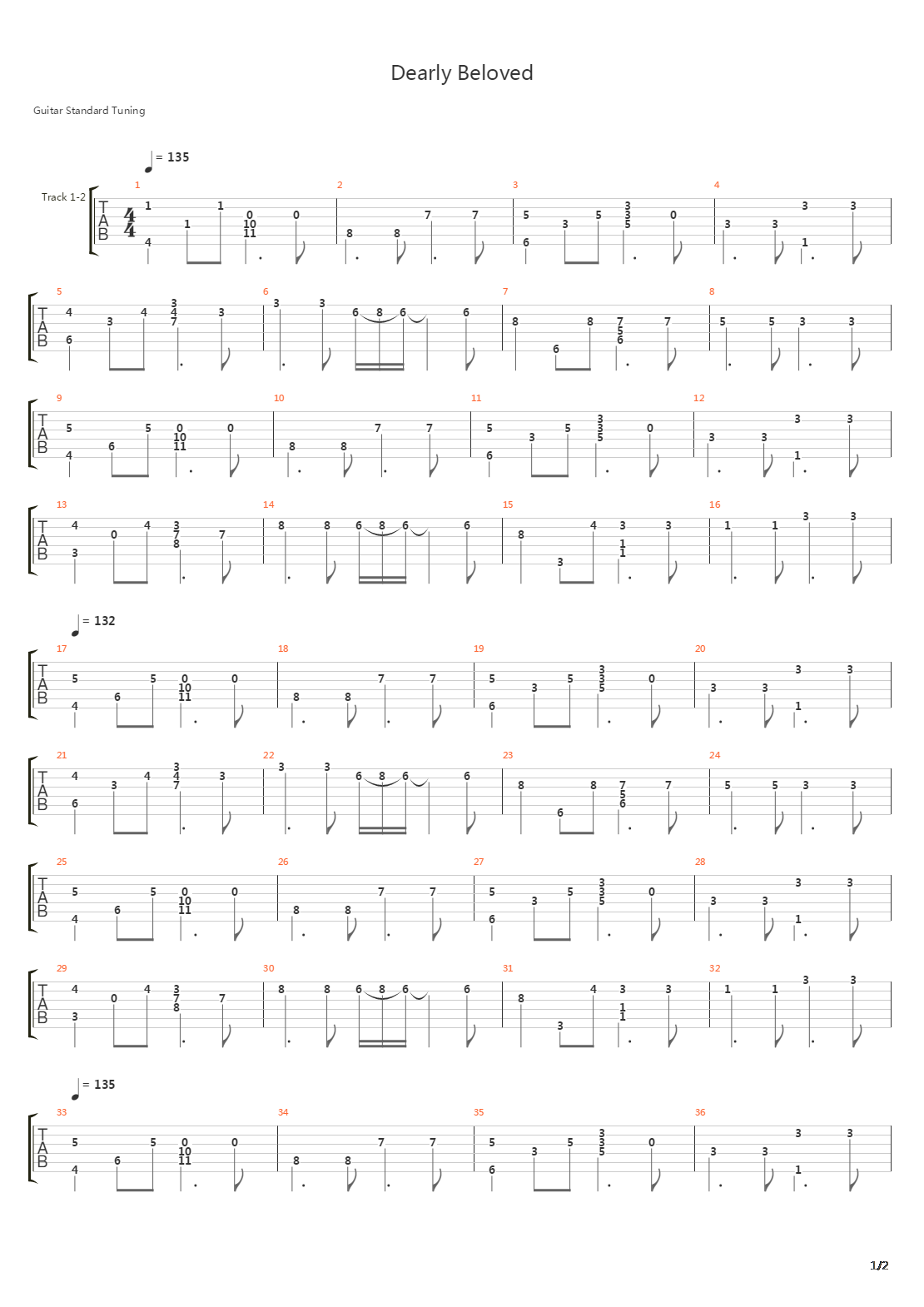 Dearly Beloved吉他谱