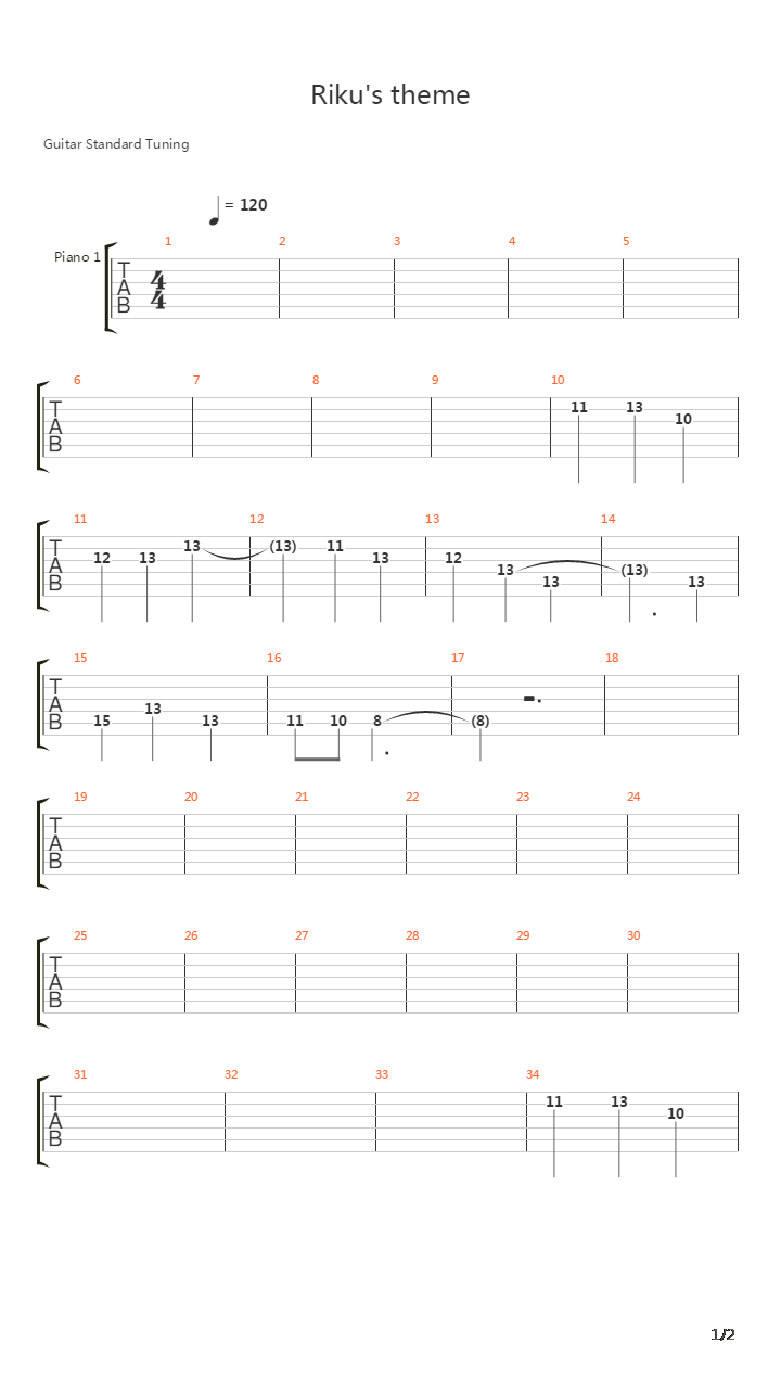 Rikus Theme吉他谱