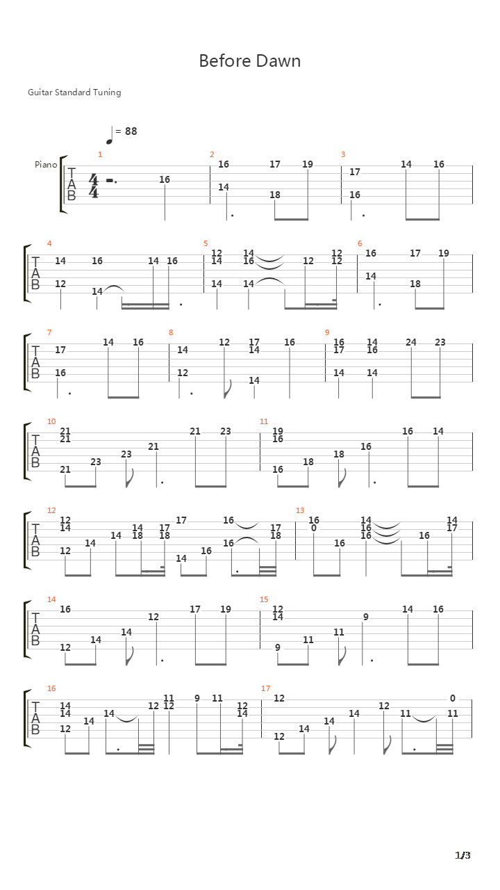 Before Dawn吉他谱