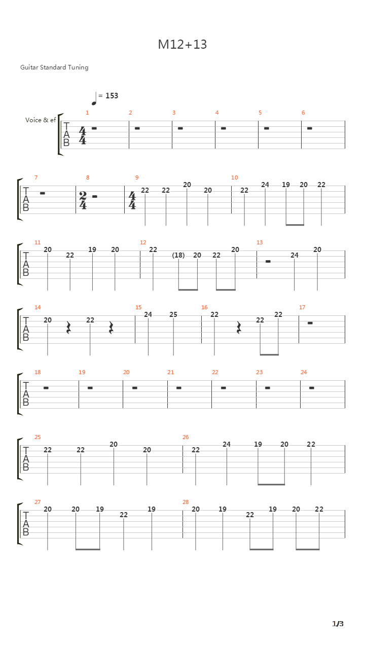 M1213吉他谱